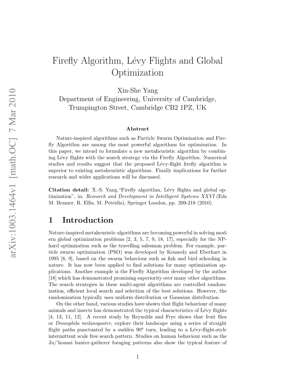 Firefly Algorithm, Levy Flights and Global Optimization