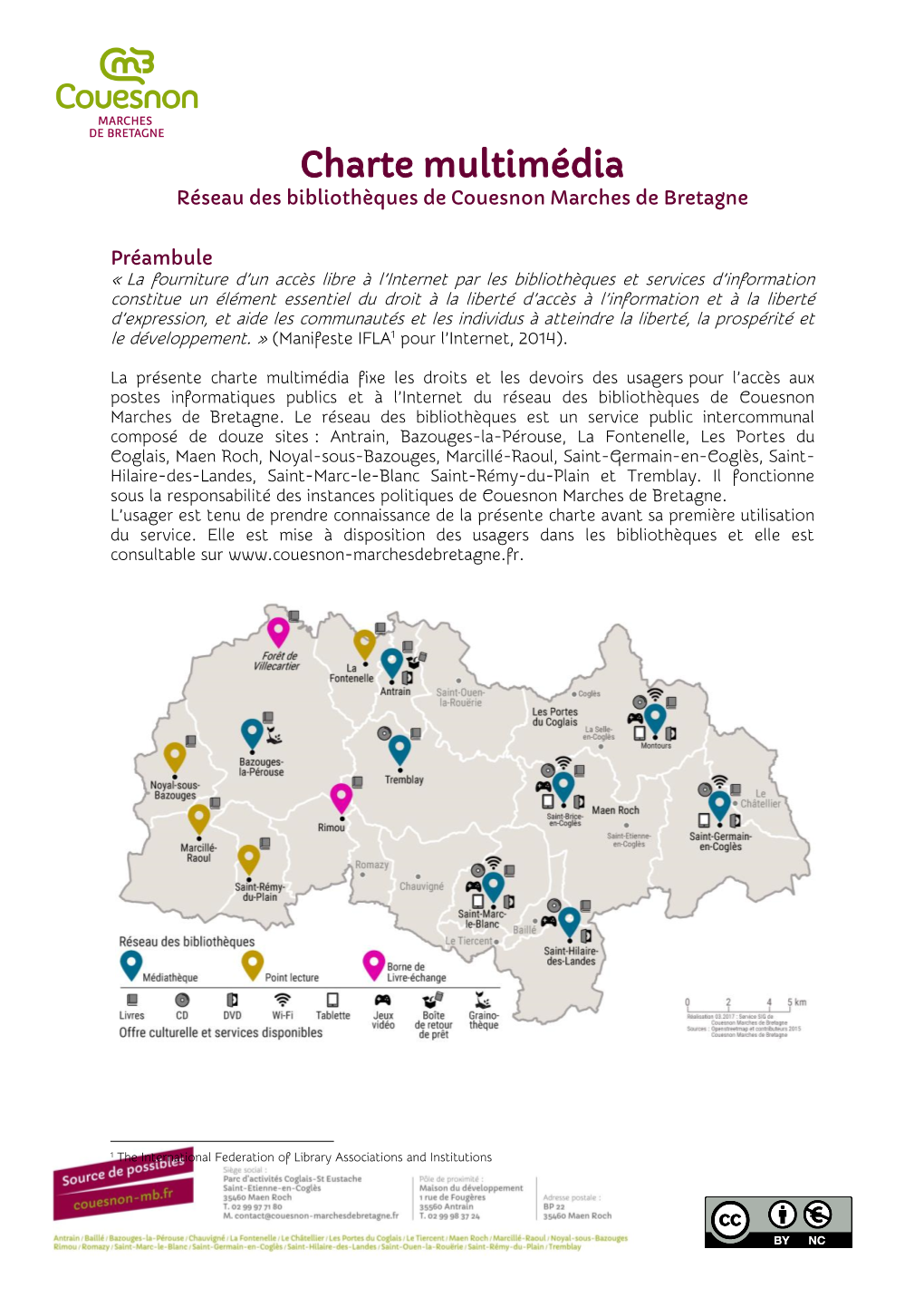 Charte Multimédia Réseau Des Bibliothèques De Couesnon Marches De Bretagne