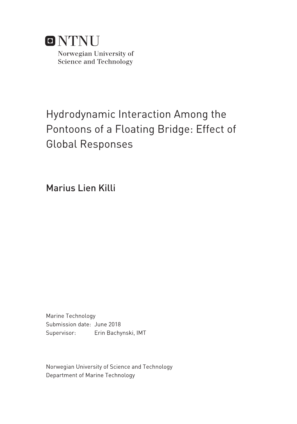 Hydrodynamic Interaction Among the Pontoons of a Floating Bridge: Effect of Global Responses