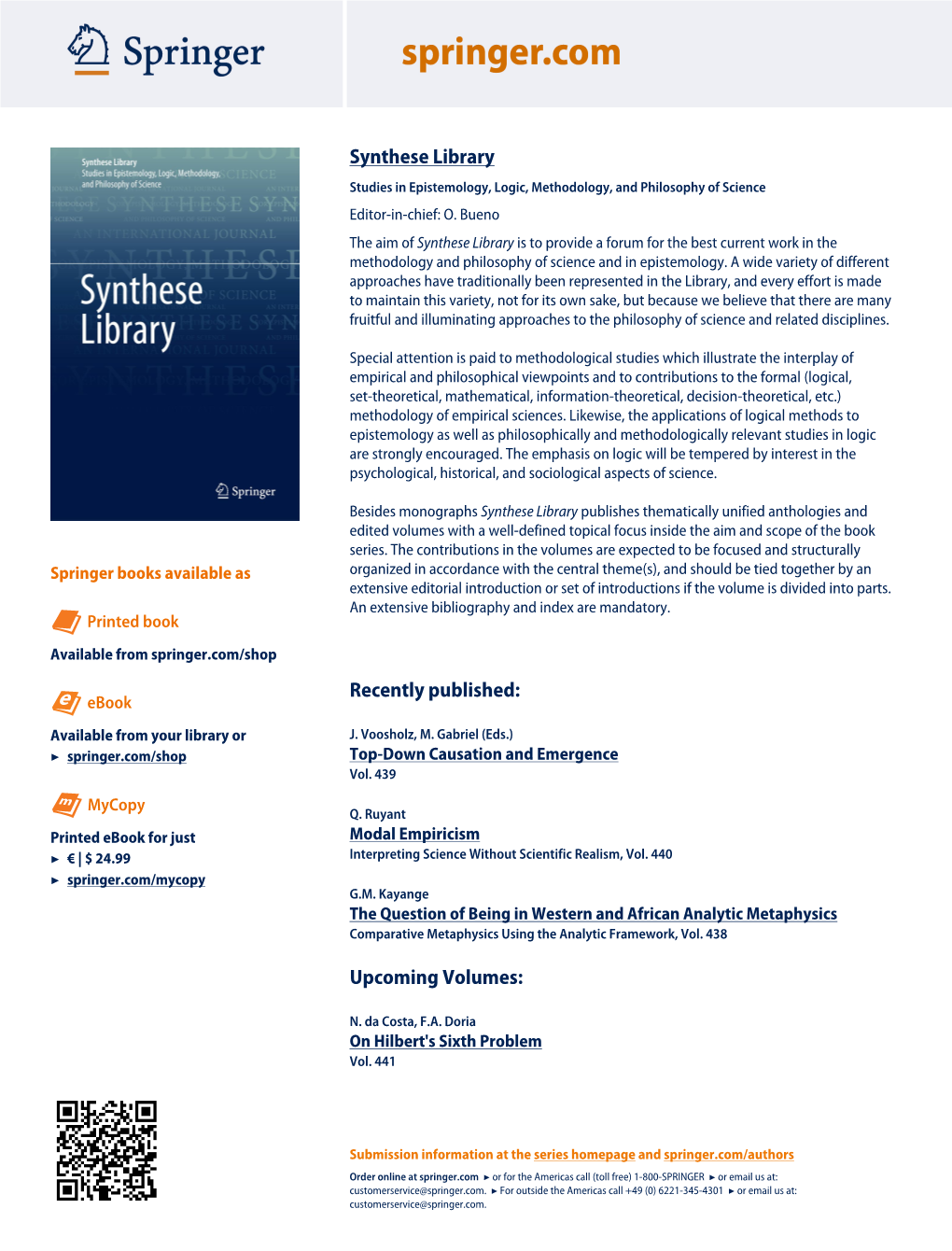 Synthese Library Studies in Epistemology, Logic, Methodology, and Philosophy of Science Editor-In-Chief: O