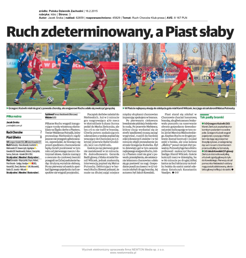 Ruch Zdeterminowany, a Piast Słaby