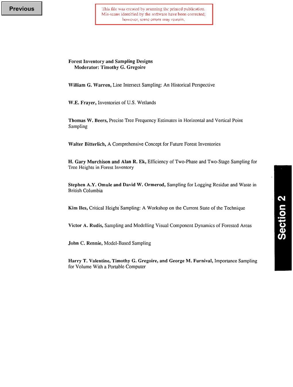 Timothy G. Gregoire William G. Warren, Line Intersect Sampling