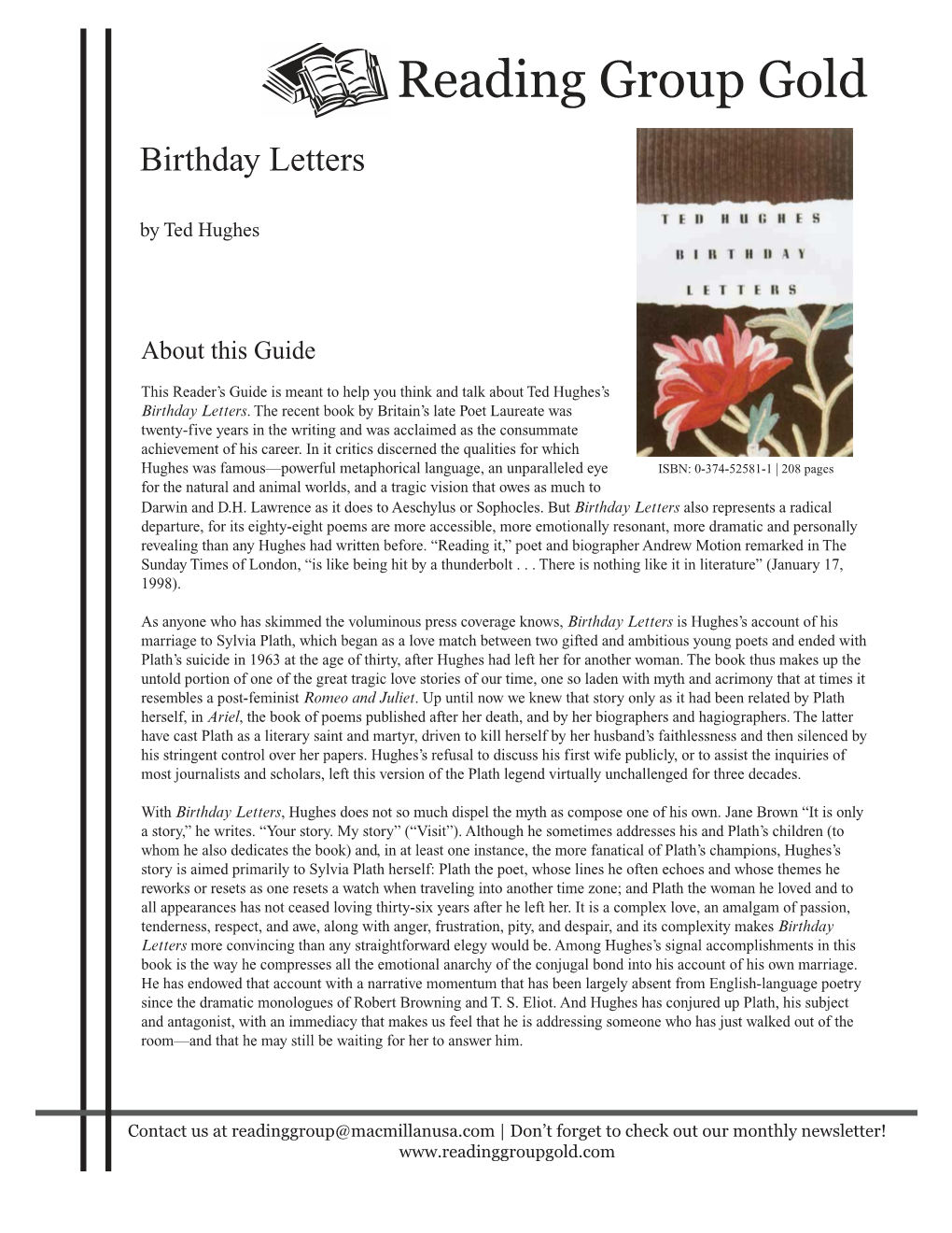 Reading Group Gold Birthday Letters