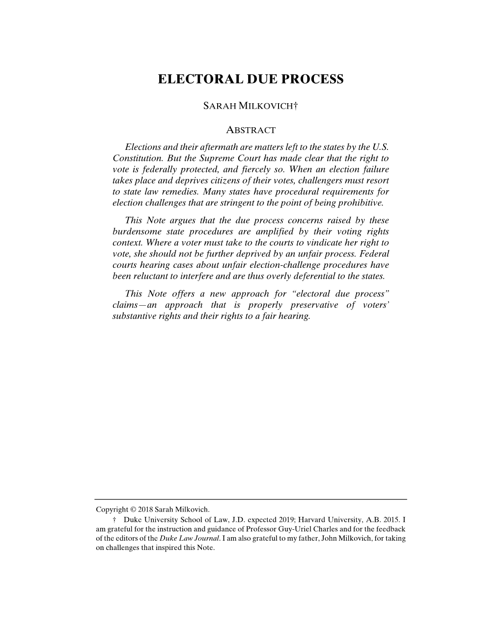 Electoral Due Process