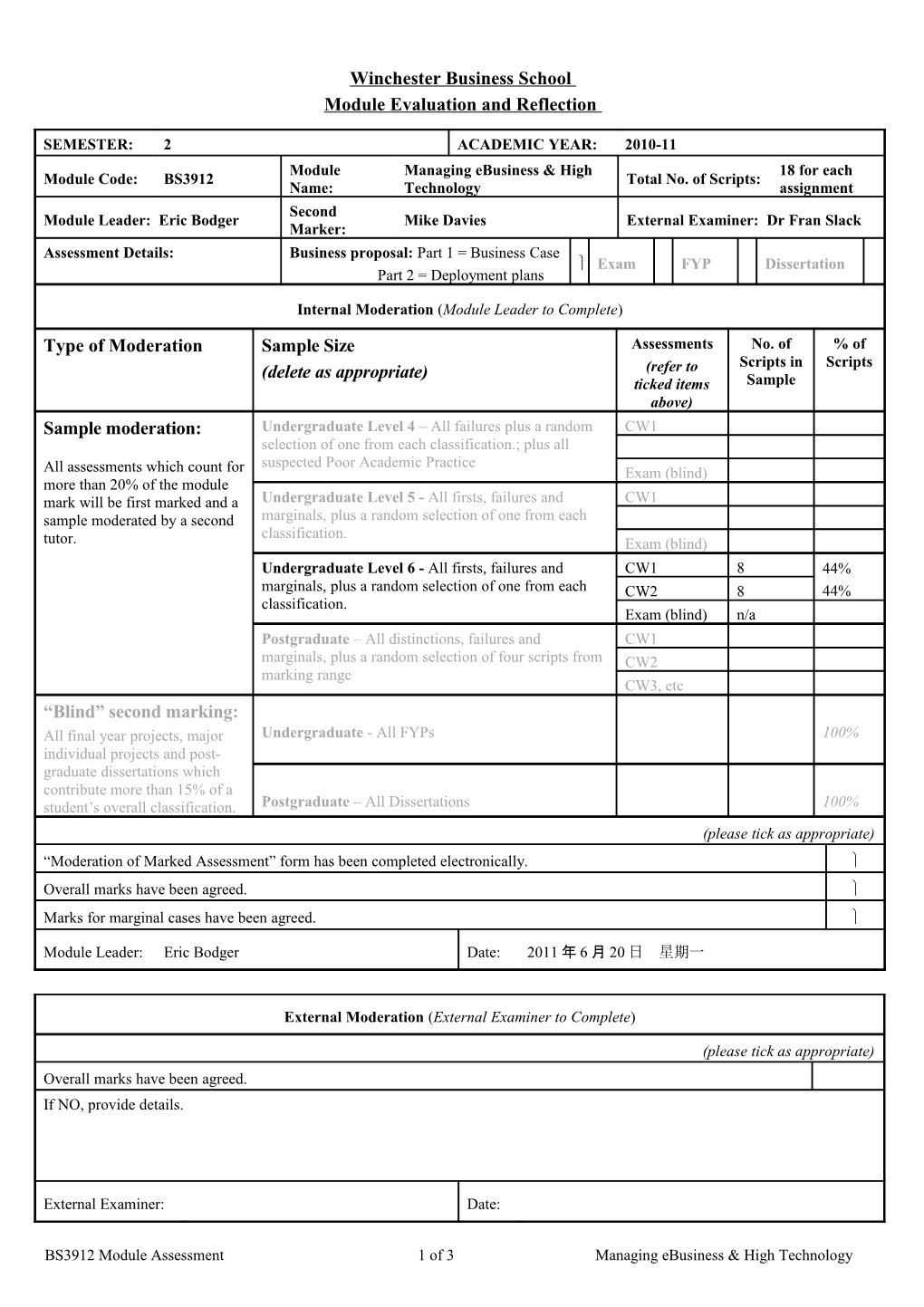 Module Evaluation and Reflection