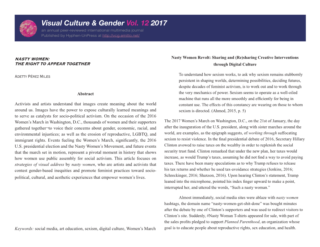 Visual Culture & Gender Vol. 12 2017