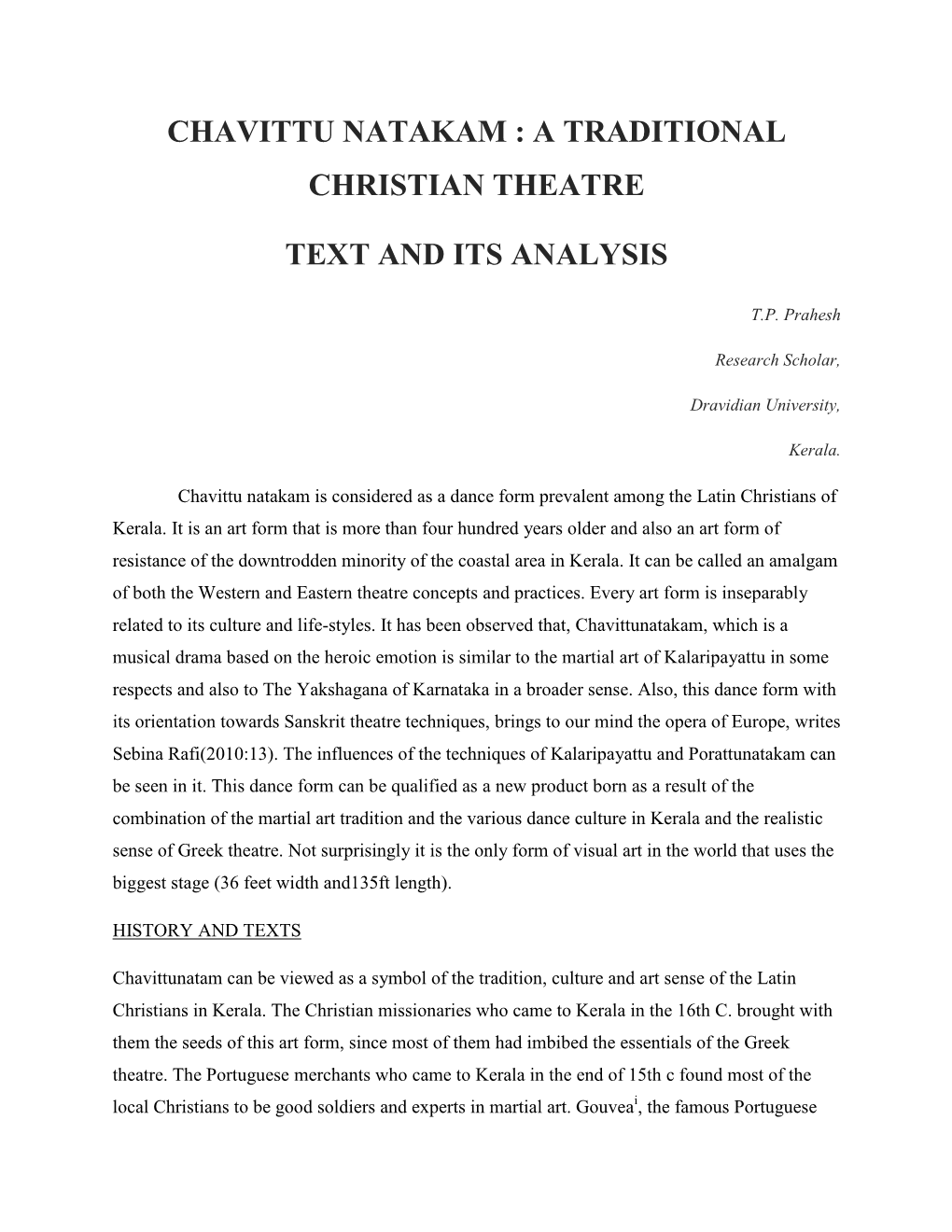 Chavittu Natakam : a Traditional Christian Theatre Text and Its