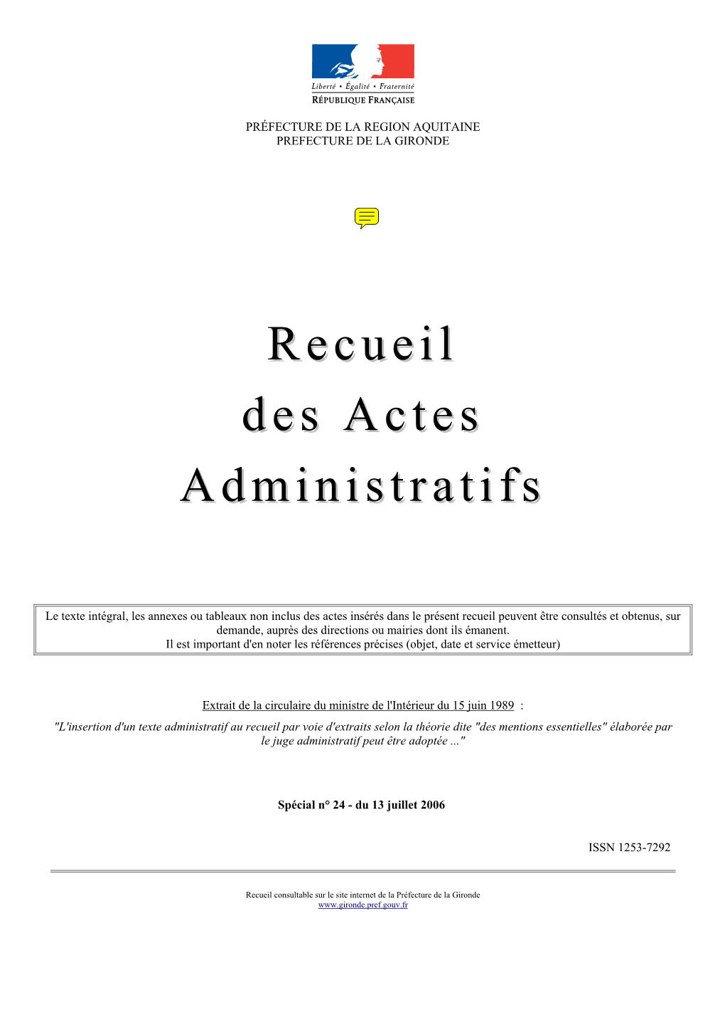 Recueil Des Actes Administratifs Spécial N° 24 Du 13 Juillet 2006 – Page 2