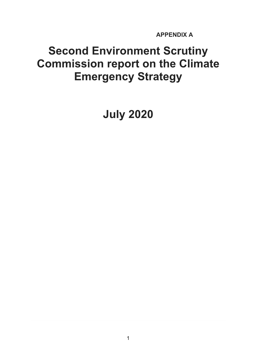 Second Environment Scrutiny Commission Report on the Climate Emergency Strategy July 2020