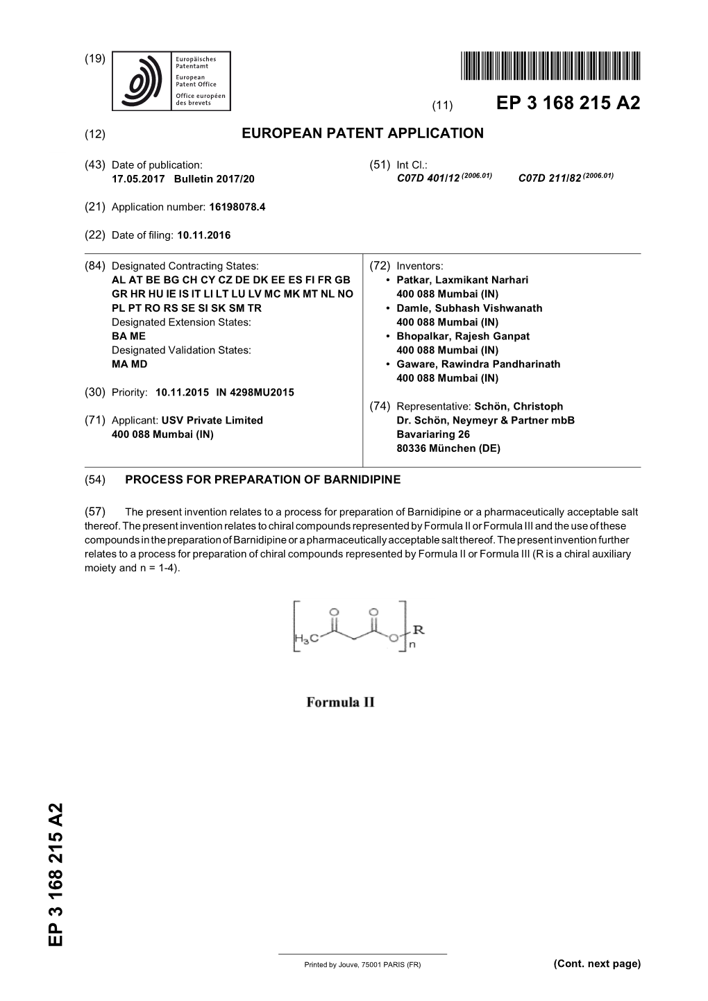 Process for Preparation of Barnidipine