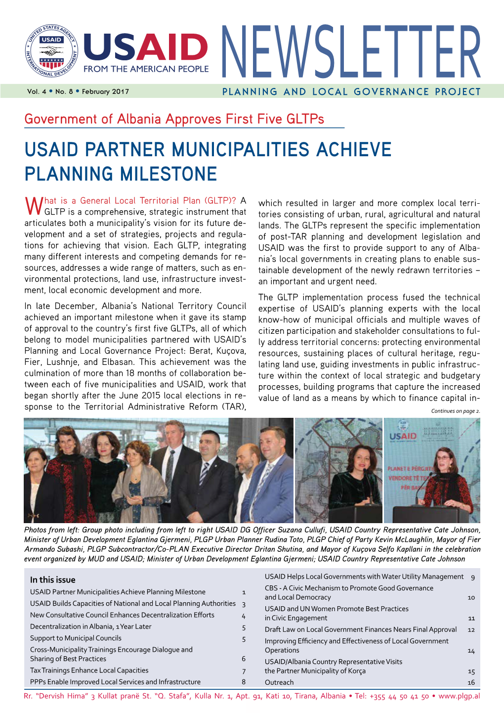 USAID/Albania Planning and Local Governance Newsletter, Volume 8