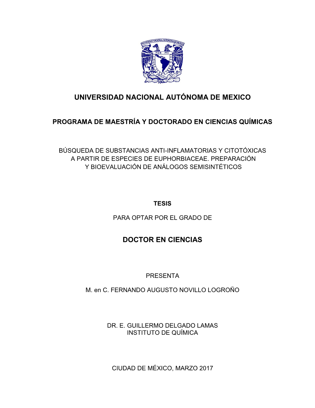 Búsqueda De Substancias Anti-Inflamatorias Y Citotóxicas a Partir De Especies De Euphorbiaceae