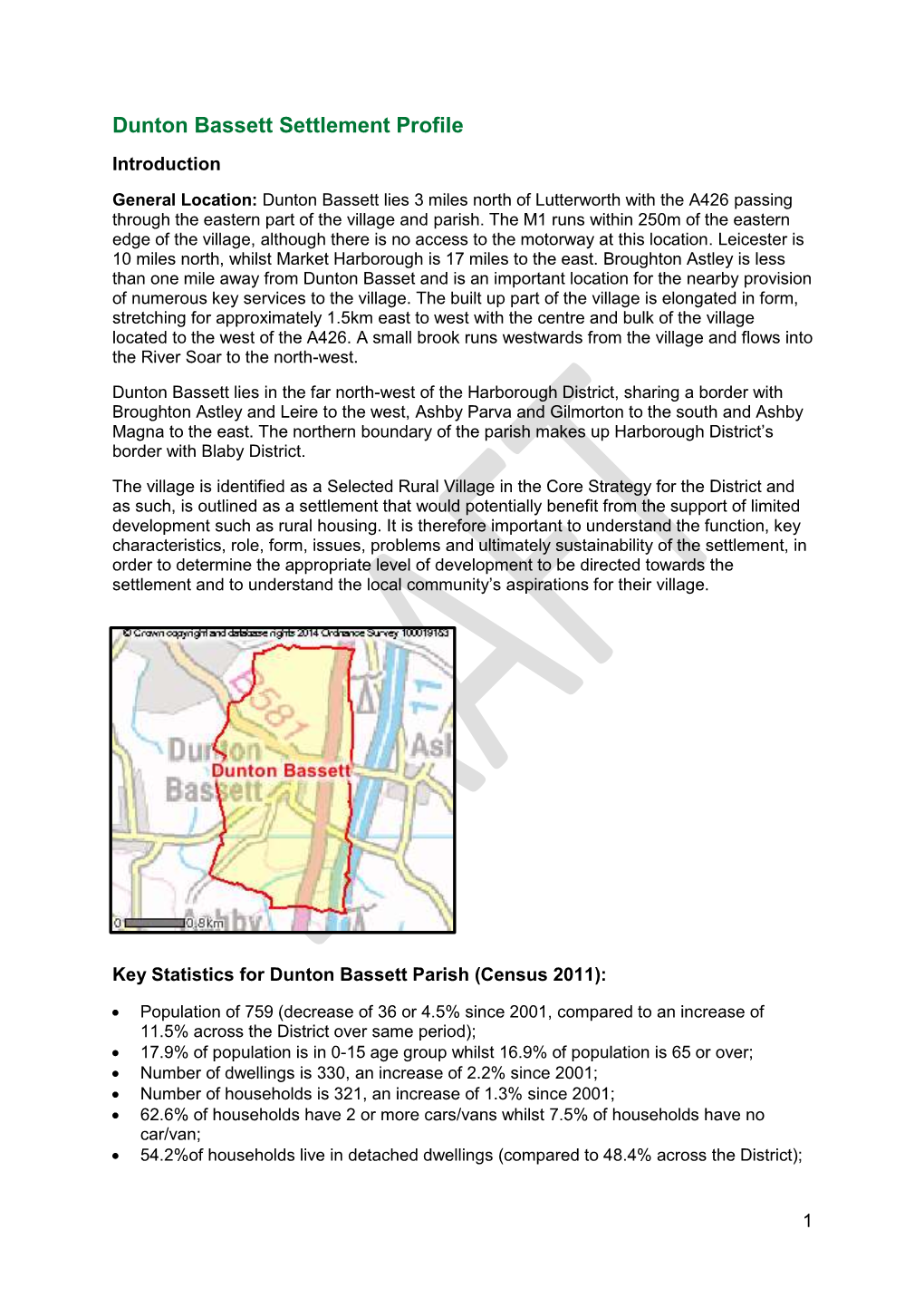 Dunton Bassett Settlement Profile Introduction