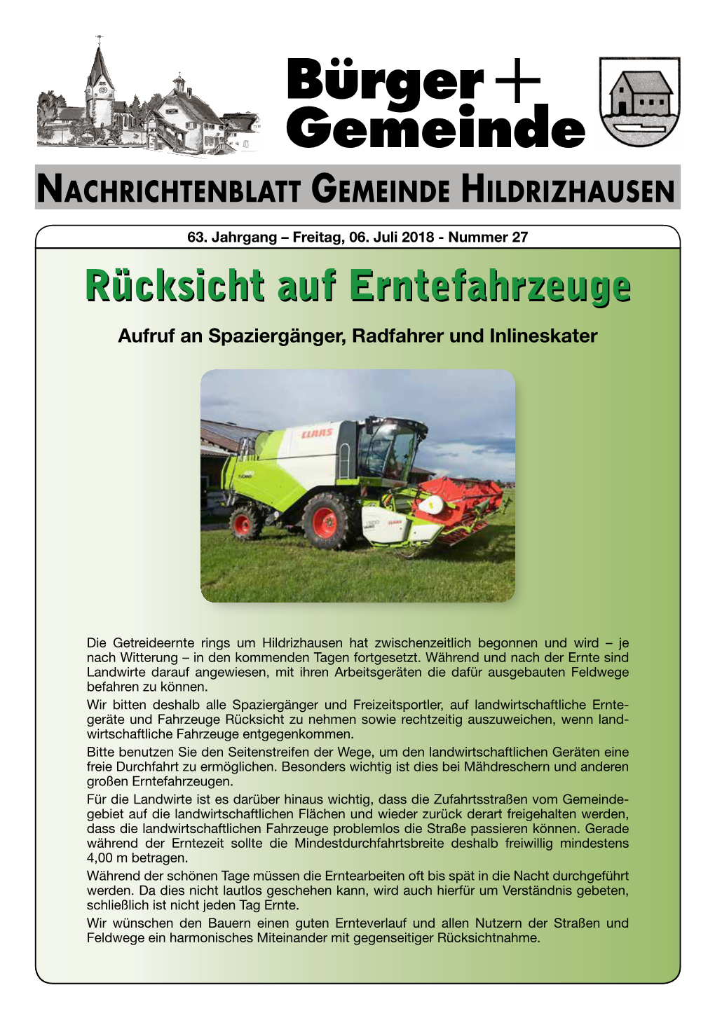 Nachrichtenblatt Gemeinde Hildrizhausen