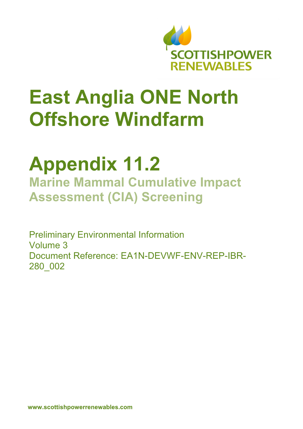 East Anglia ONE North Offshore Windfarm Appendix 11.2