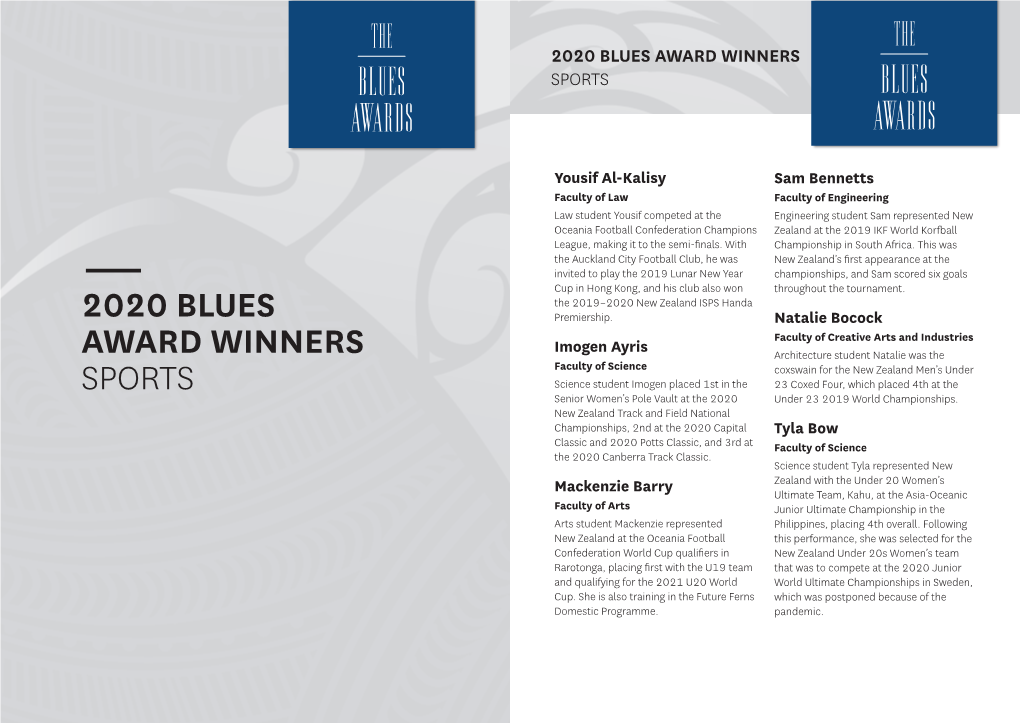 2020 Blues Award Winners Sports Blues Sports Blues Awards Awards