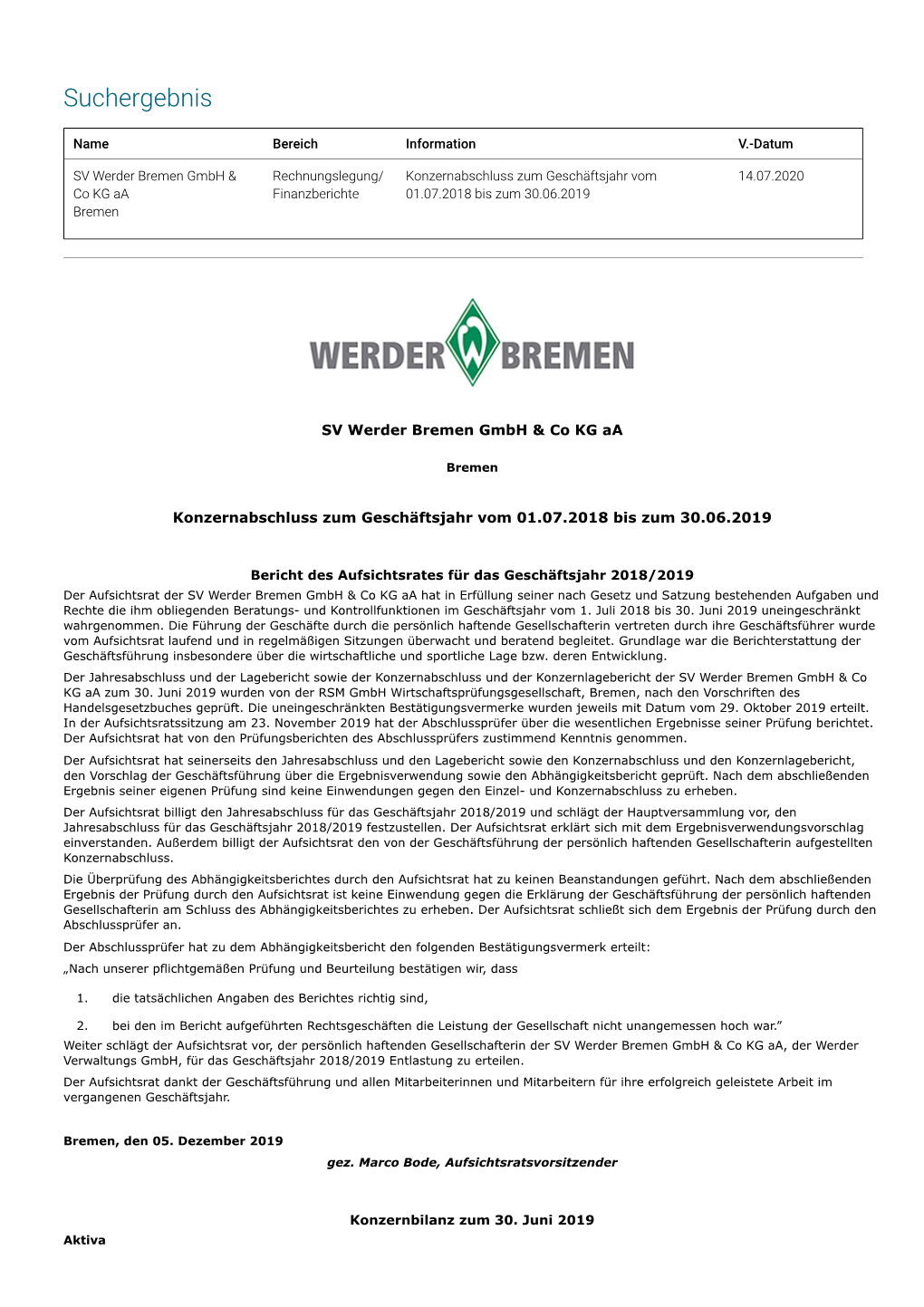 Werder Bremen Gmbh & Co. KG Aa