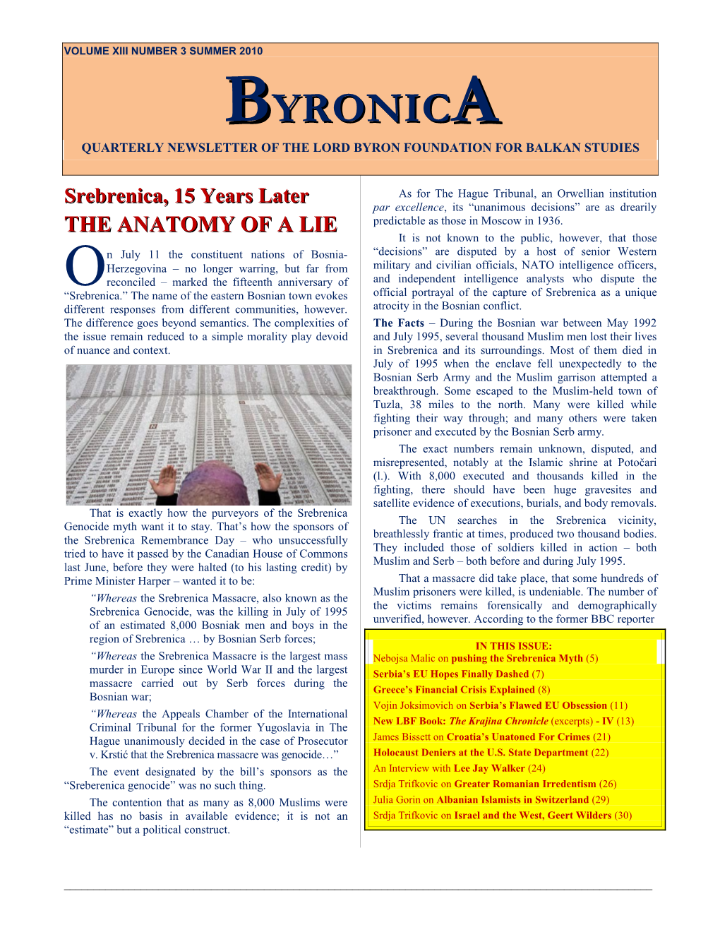Byronica Vol XIII No 3 Summer 2010