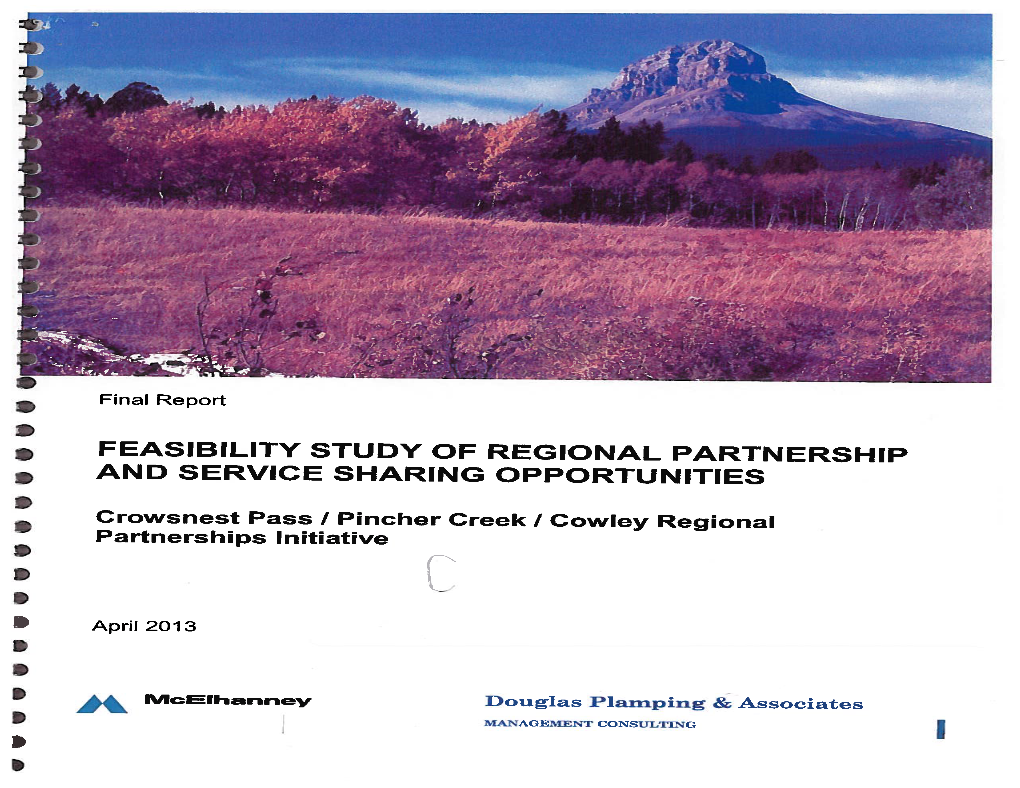 Feasibility Study of Regional Partnership and Service Sharing Opportunities