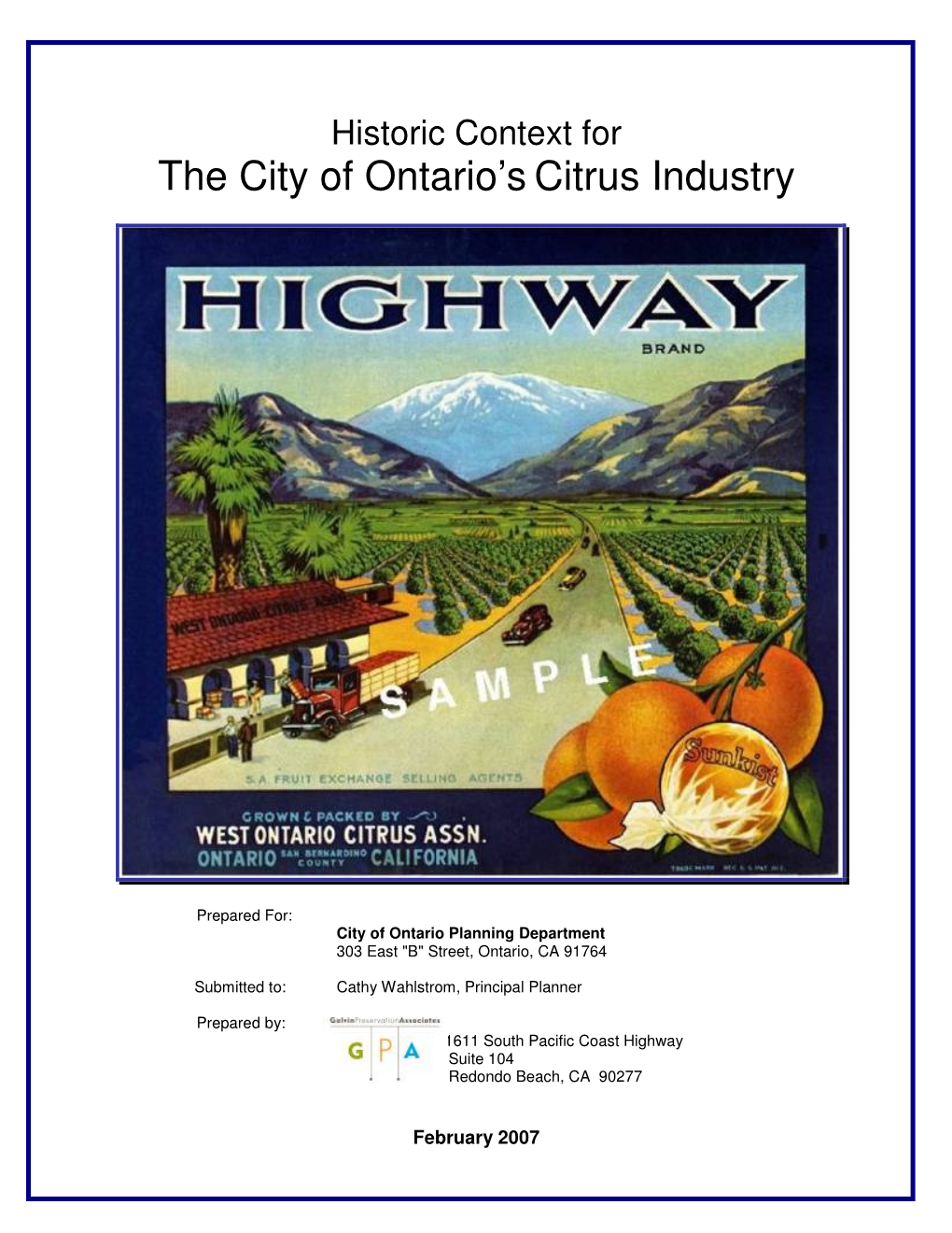 The City of Ontario's Citrus Industry