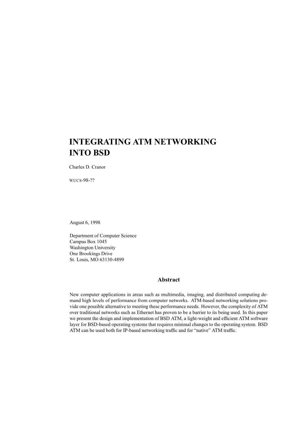 Integrating Atm Networking Into Bsd