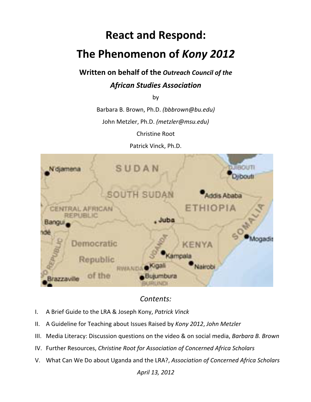 React and Respond: the Phenomenon of Kony 2012