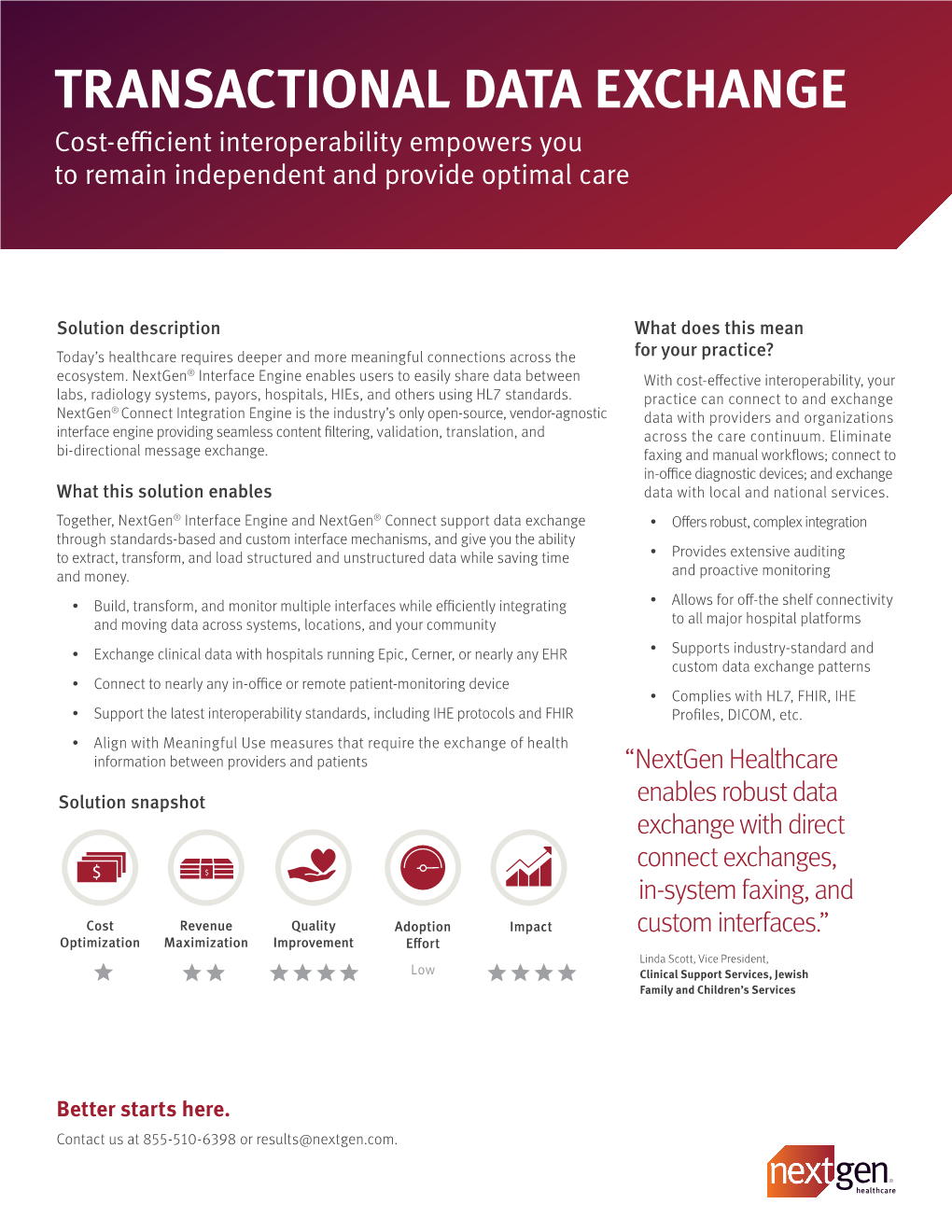 TRANSACTIONAL DATA EXCHANGE Cost-Efficient Interoperability Empowers You to Remain Independent and Provide Optimal Care