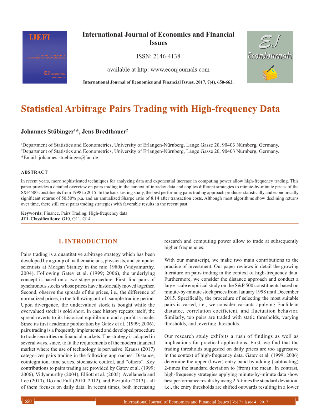 Statistical Arbitrage Pairs Trading with High-Frequency Data