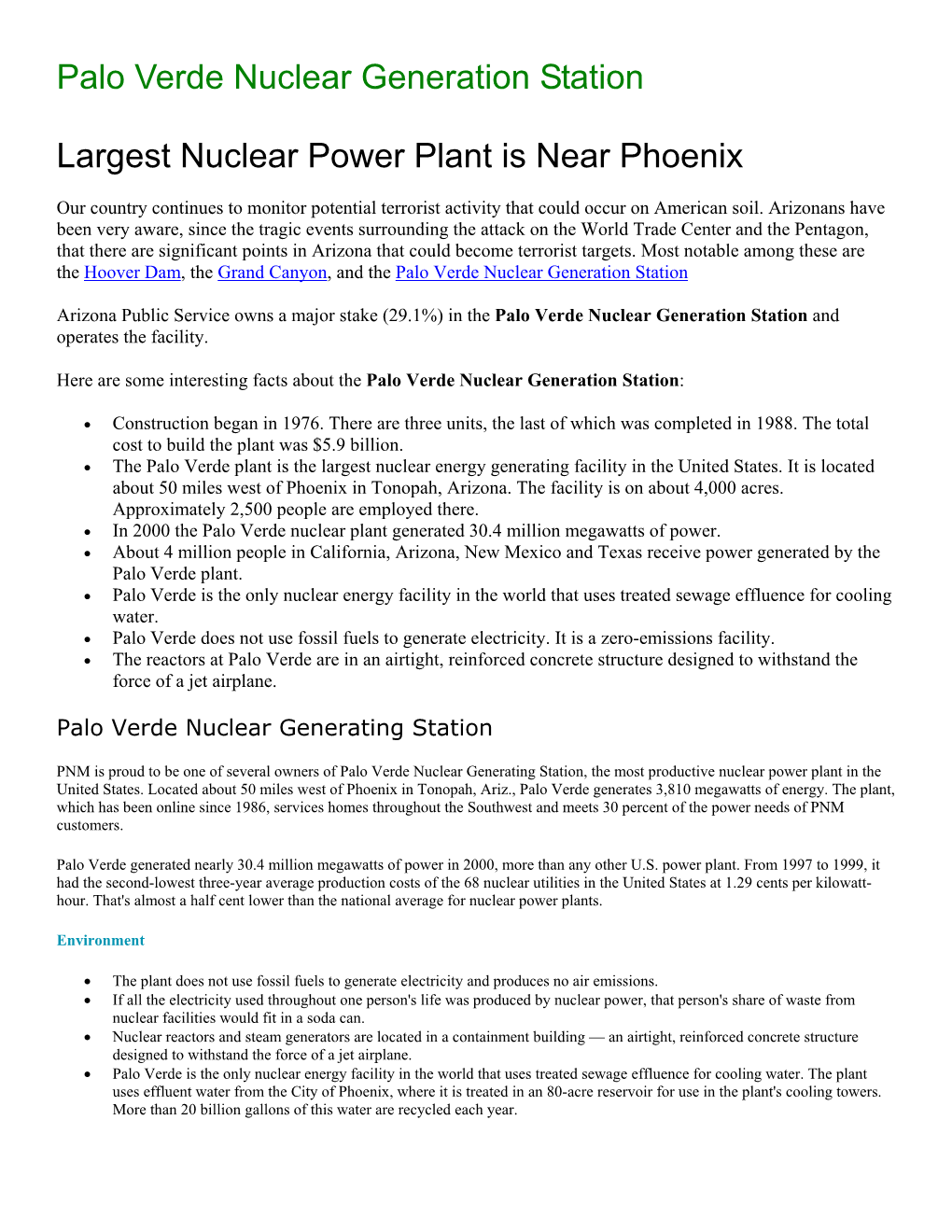 Palo Verde Nuclear Generation Station