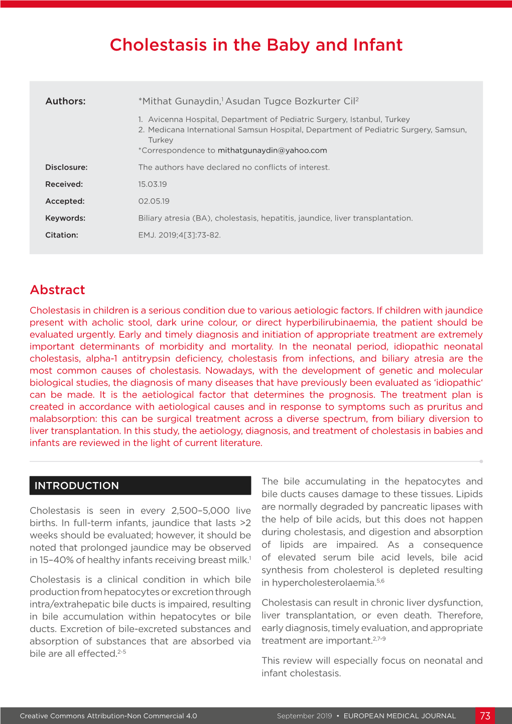 Cholestasis in the Baby and Infant