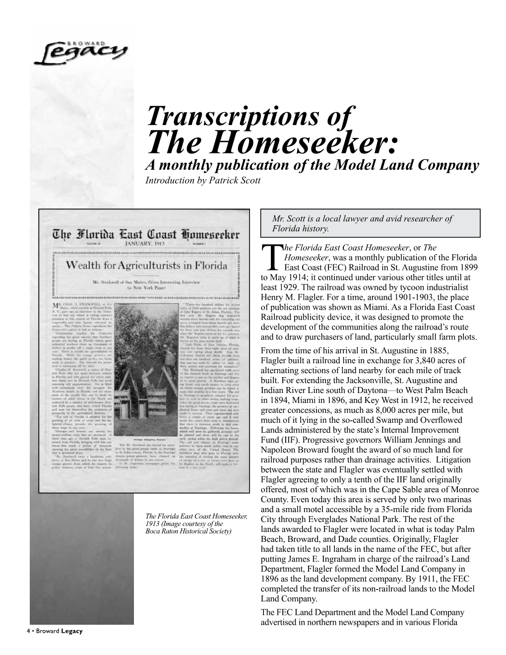 The Homeseeker: a Monthly Publication of the Model Land Company Introduction by Patrick Scott