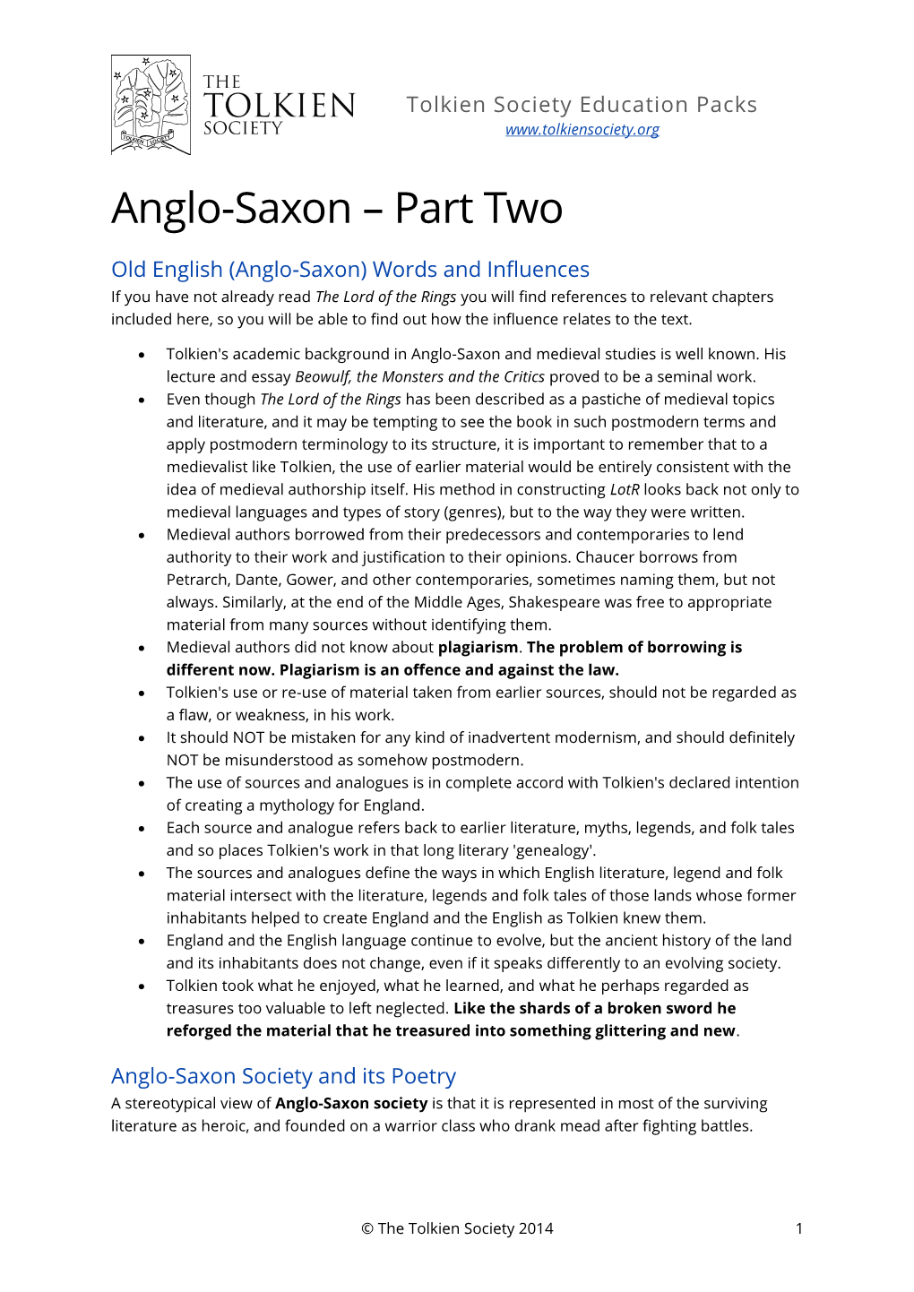 Anglo-Saxon – Part Two