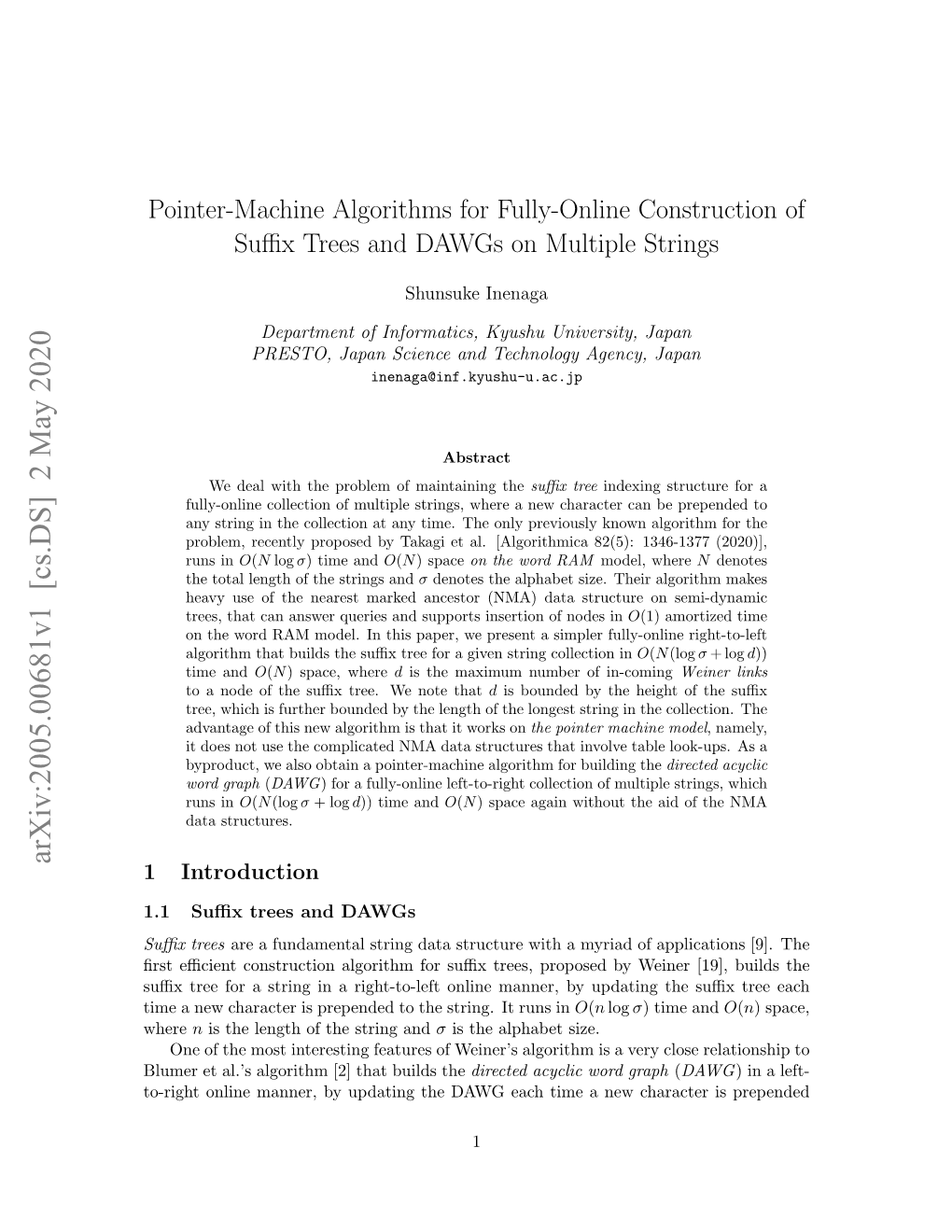 Pointer-Machine Algorithms for Fully-Online Construction of Suffix