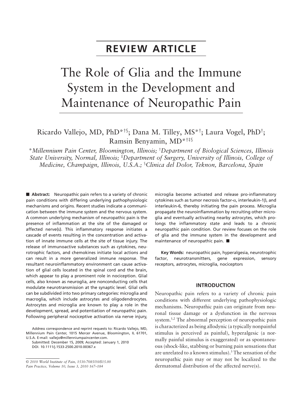 The Role of Glia and the Immune System in the Development and Maintenance of Neuropathic Pain