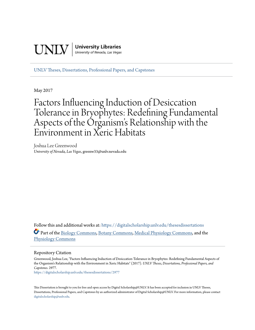 Factors Influencing Induction of Desiccation Tolerance in Bryophytes