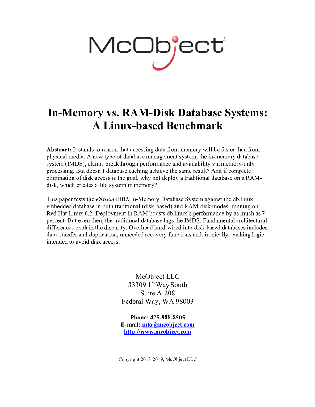 Memory Vs. RAM-Disk Databases