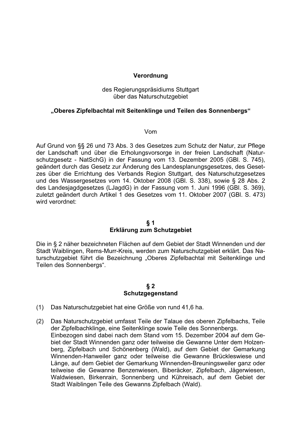 Oberes Zipfelbachtal Mit Seitenklinge Und Teilen Des Sonnenbergs“