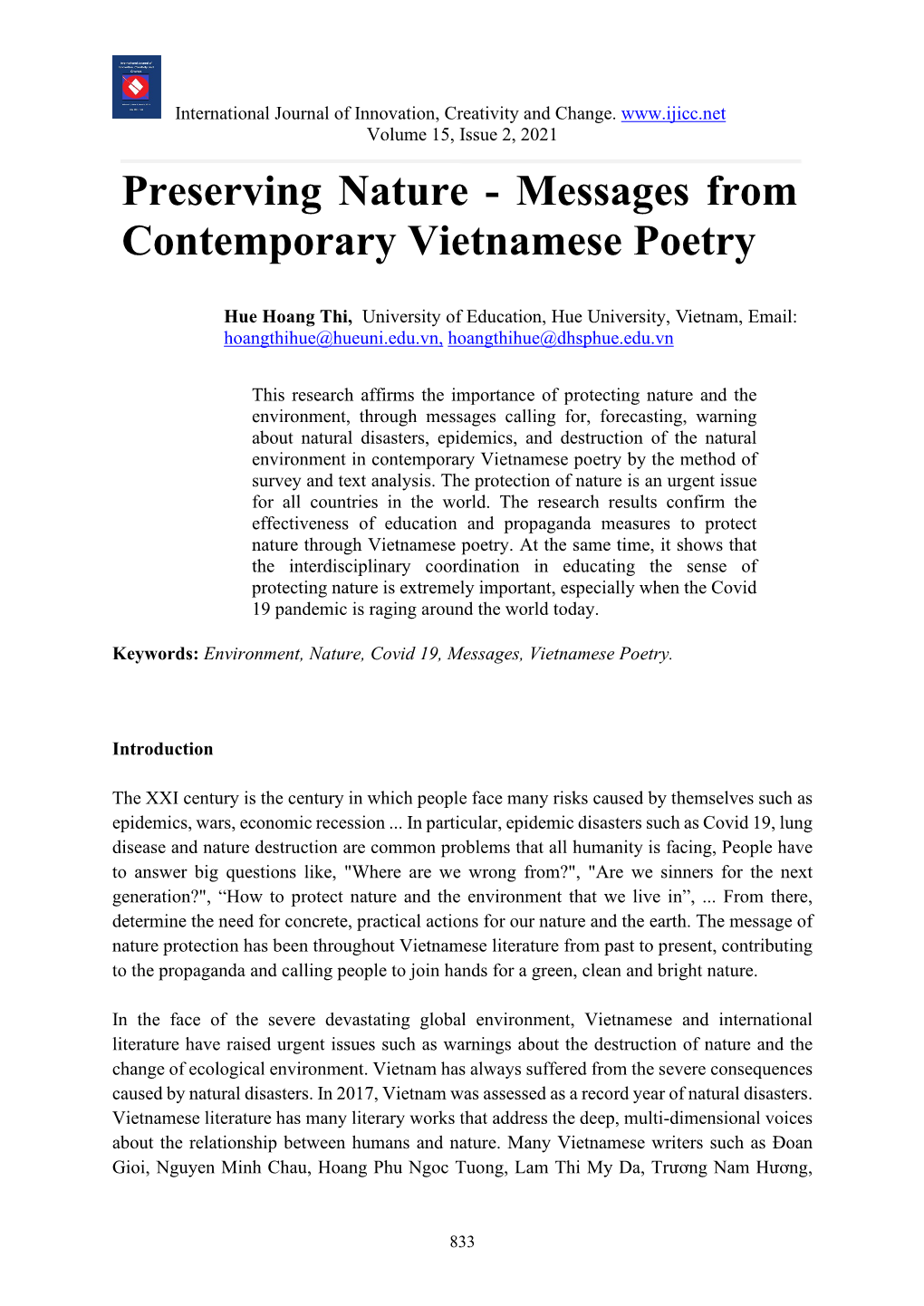 Messages from Contemporary Vietnamese Poetry