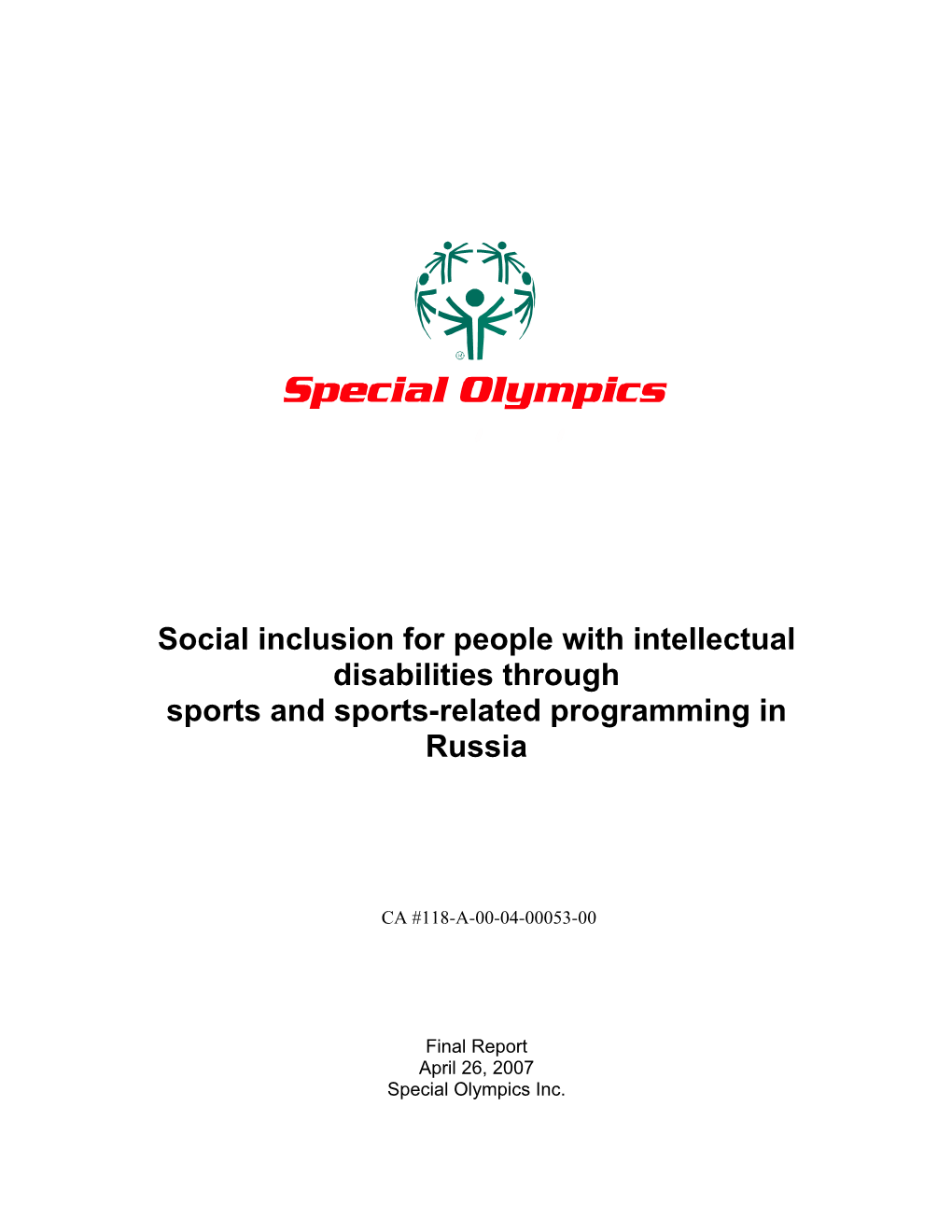 Social Inclusion for People with Intellectual Disabilities Through Sports and Sports-Related Programming in Russia