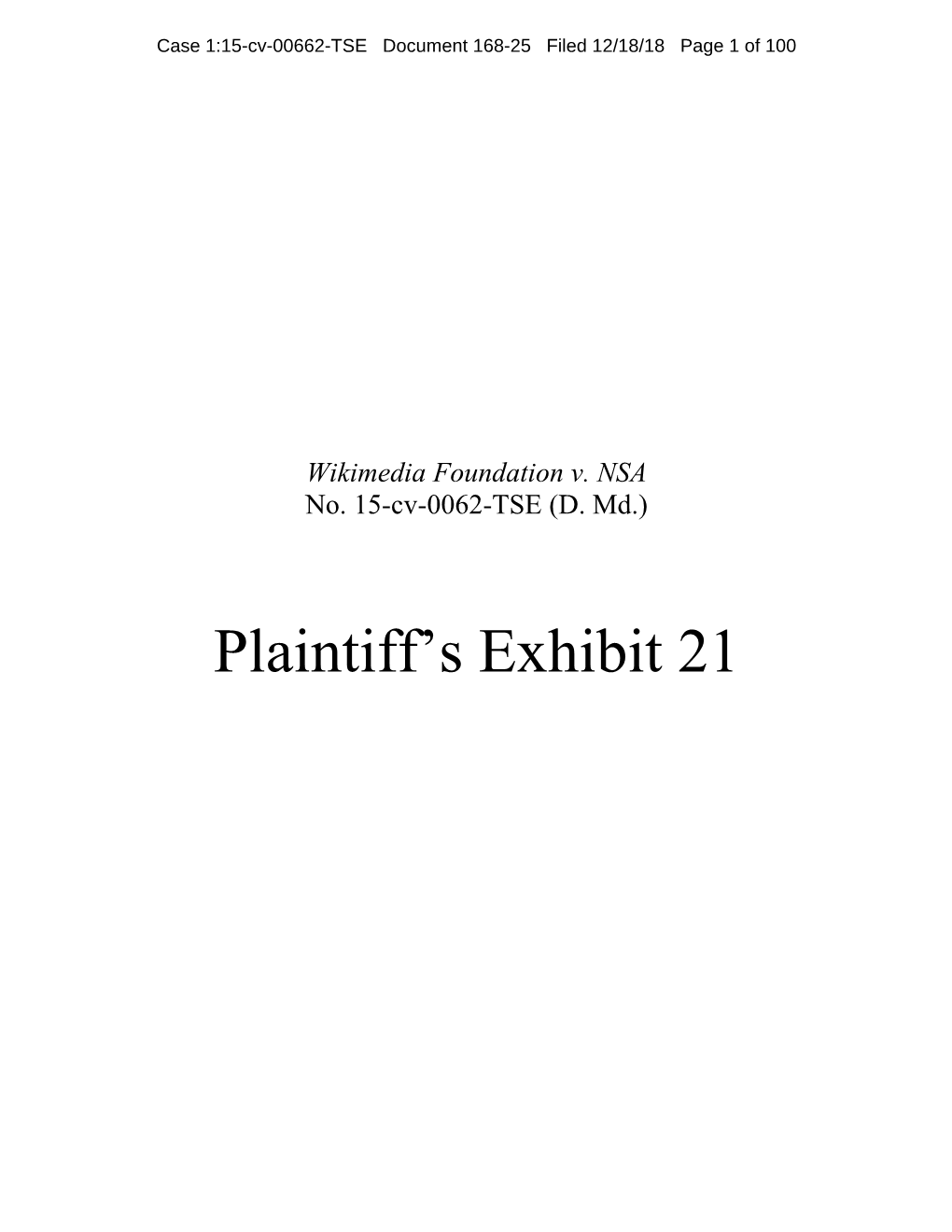 Plaintiff's Exhibit 21