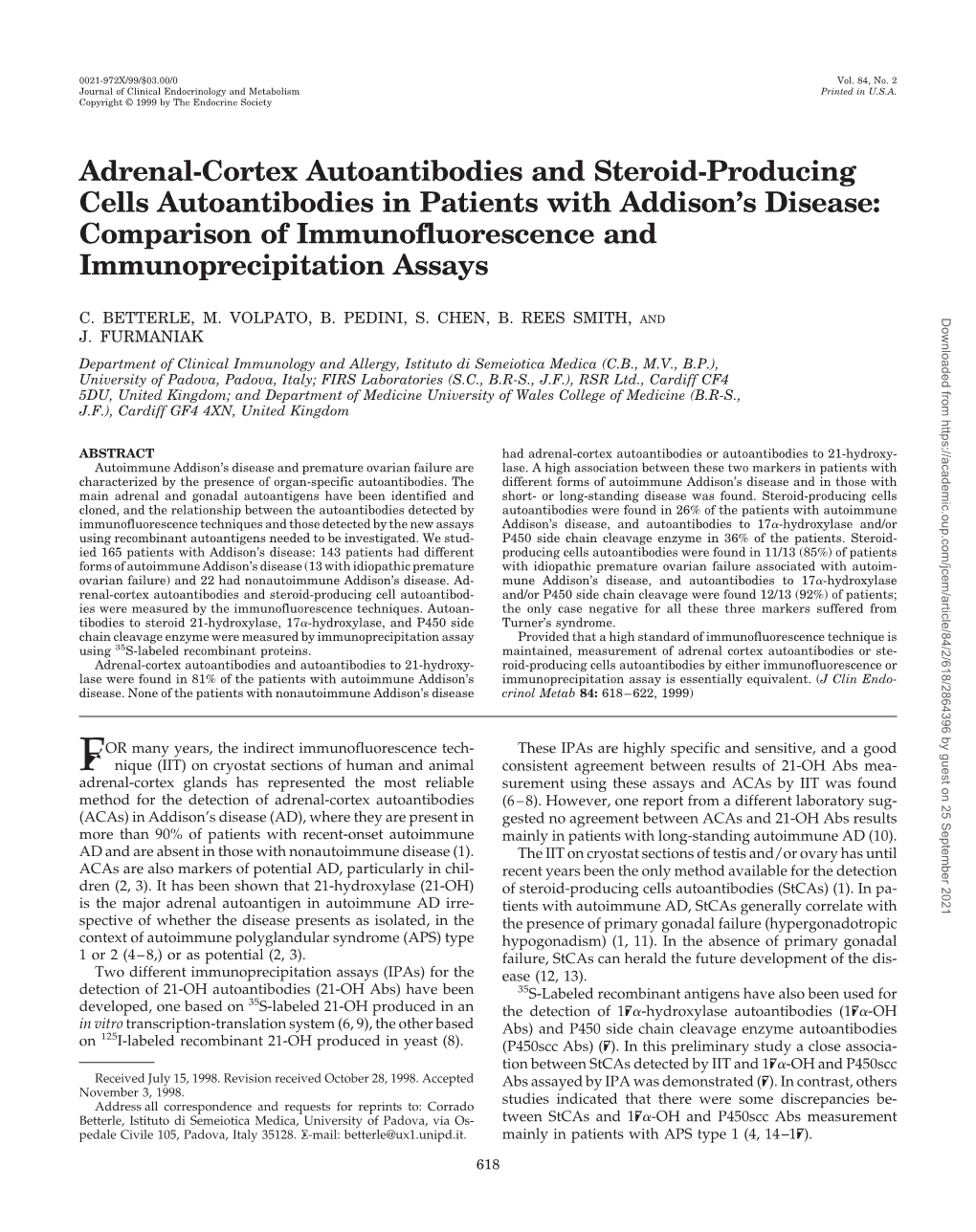 Adrenal-Cortex Autoantibodies and Steroid-Producing Cells