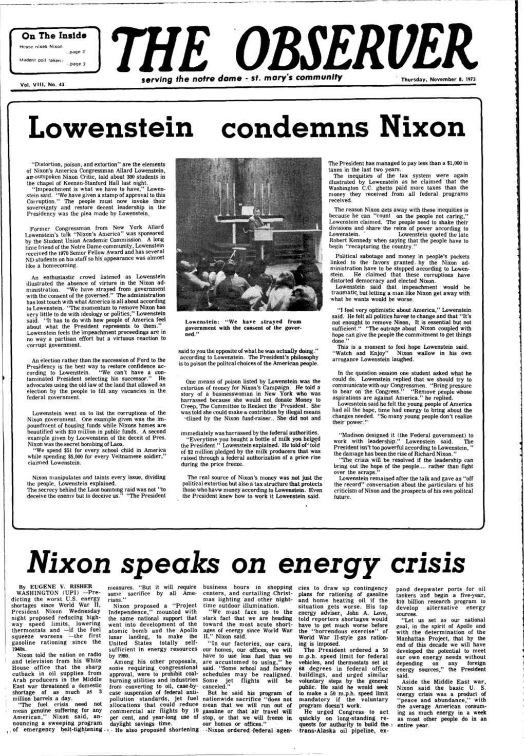 Nixon Speaks on Energy Crisis by EUGENE V