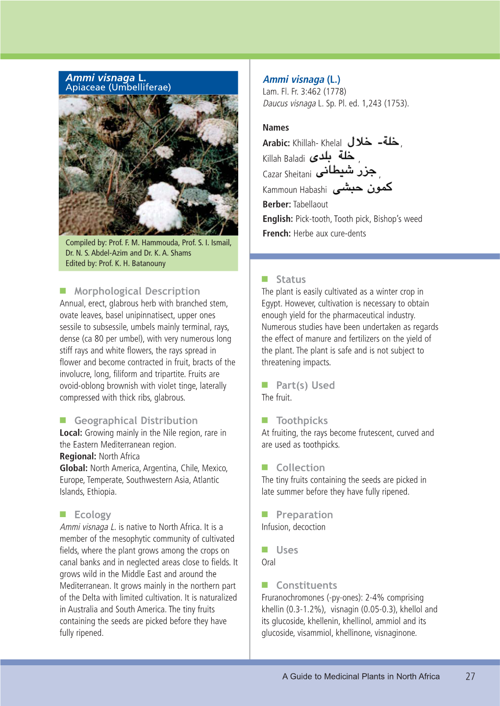 Morphological Description Geographical Distribution Ecology Status Part(S)