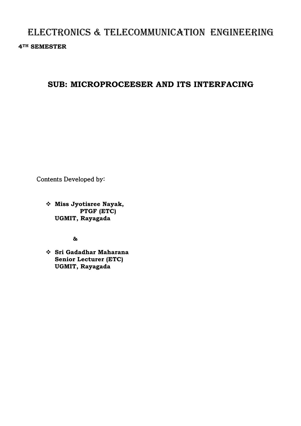 Electronics & Telecommunication Engineering