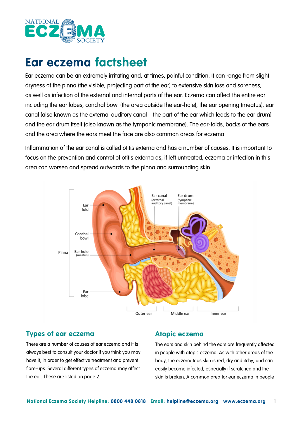 Ear Eczema Factsheet Ear Eczema Can Be an Extremely Irritating And, at Times, Painful Condition