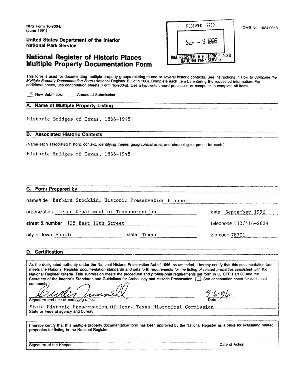 National Register of Historic Places Multiple Property Documentation Form, Section F on Metal Beam Highway Bridges, June 29, 1992, Pp