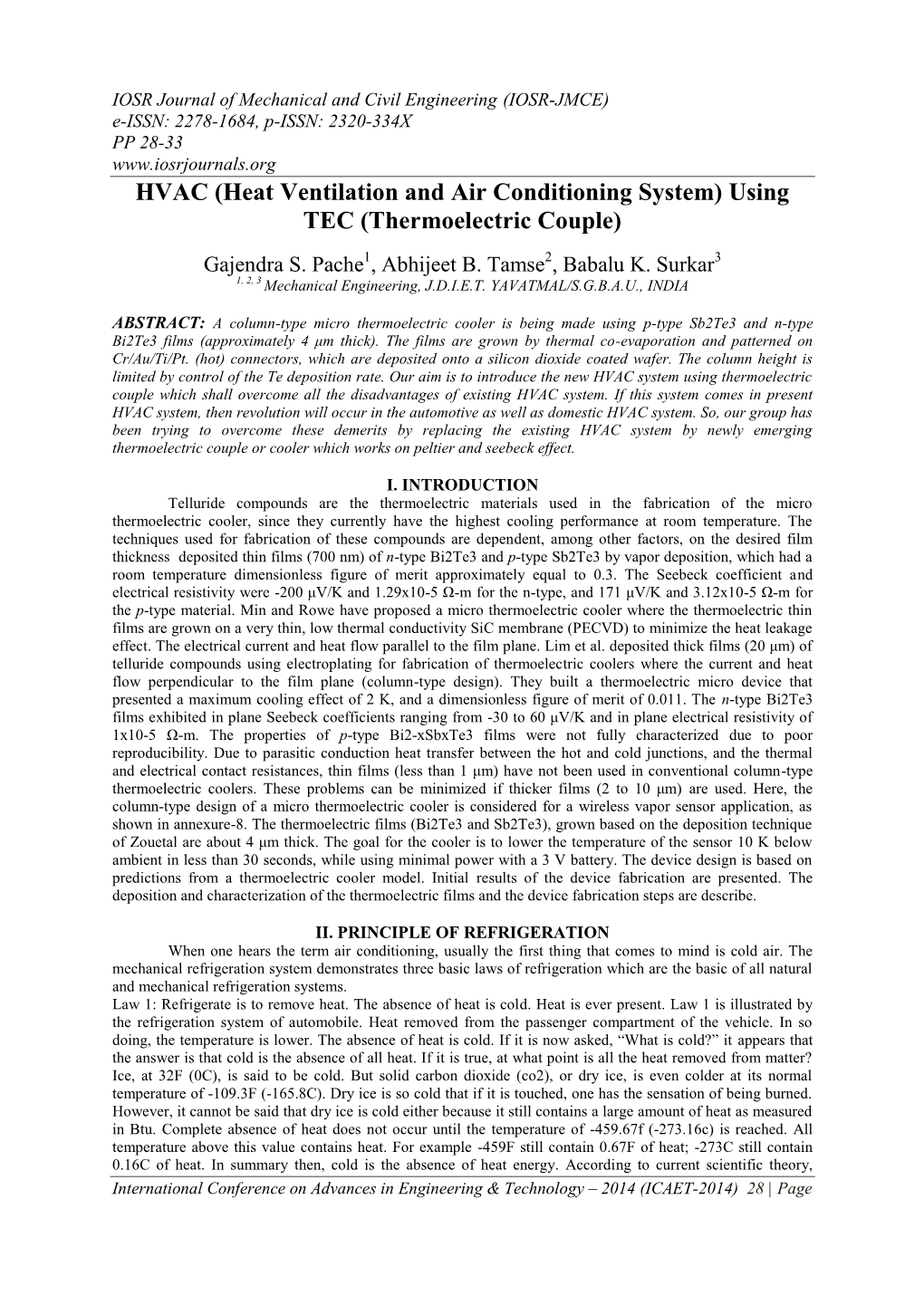 HVAC (Heat Ventilation and Air Conditioning System) Using TEC (Thermoelectric Couple)