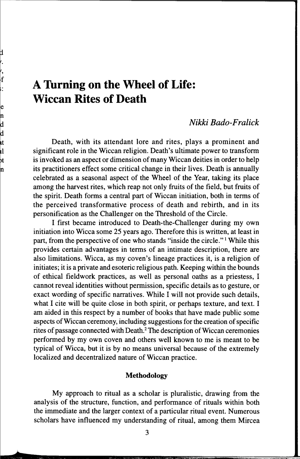 A Lhrning on the Wheel of Life: Wiccan Rites of Death