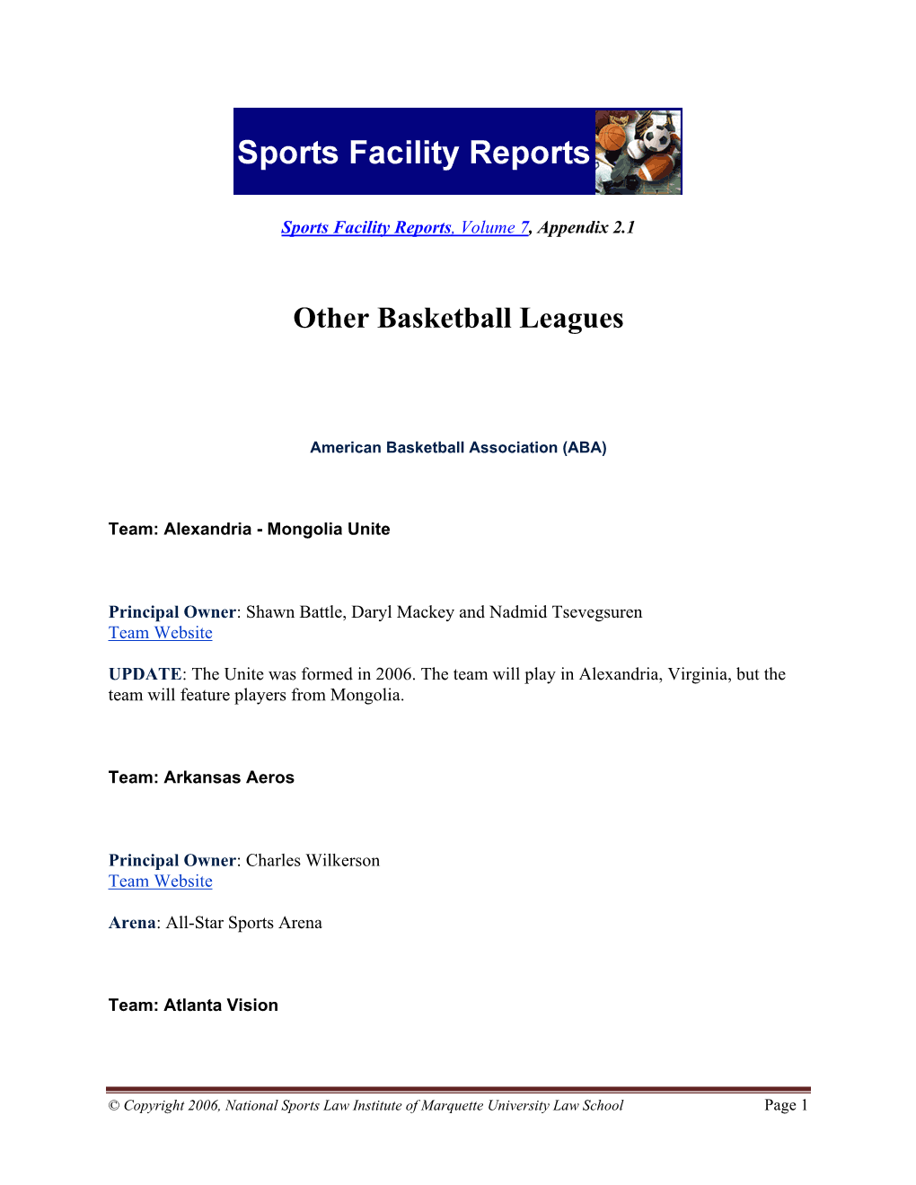 Other Basketball Leagues