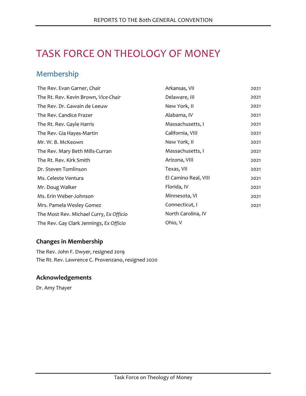 Investing As Doing Theology" Report Which Can Be Found in the Supplemental Materials Section of This Report